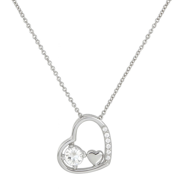 Κολιέ λευκόχρυσο 9 καρατίων καρδούλα