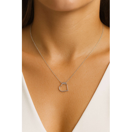 Κολιέ λευκόχρυσο 9 καρατίων καρδούλα