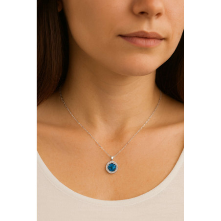 Κολιέ λευκόχρυσο 9 καρατίων ροζέτα