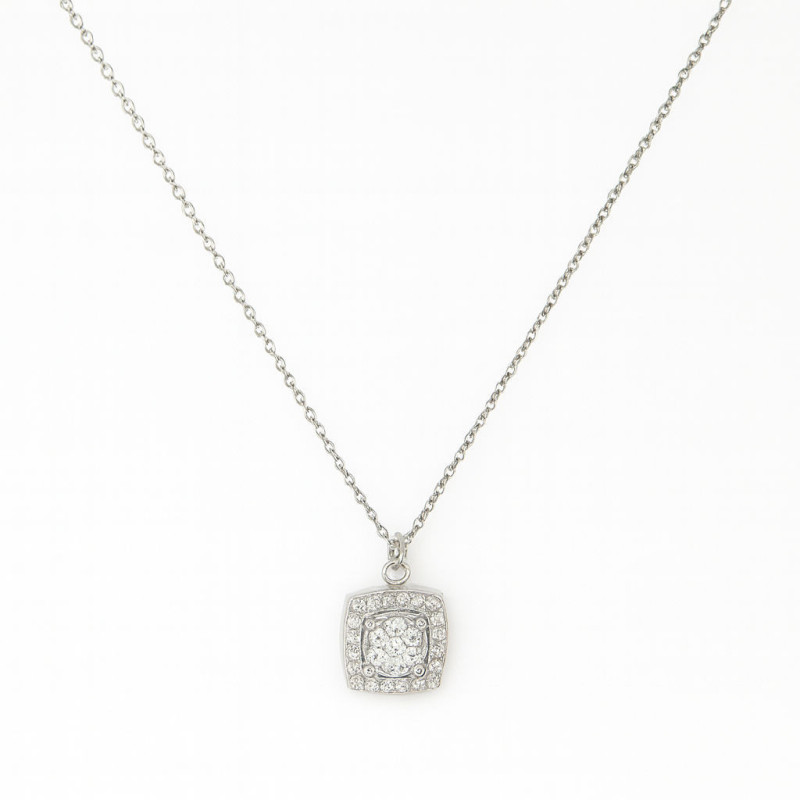 Κολιέ Λευκόχρυσο 9 καρατίων ροζέτα