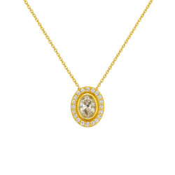 Κολιέ μονόπετρο οβάλ Χρυσό 9 καρατίων