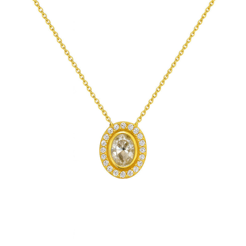 Κολιέ μονόπετρο οβάλ Χρυσό 9 καρατίων