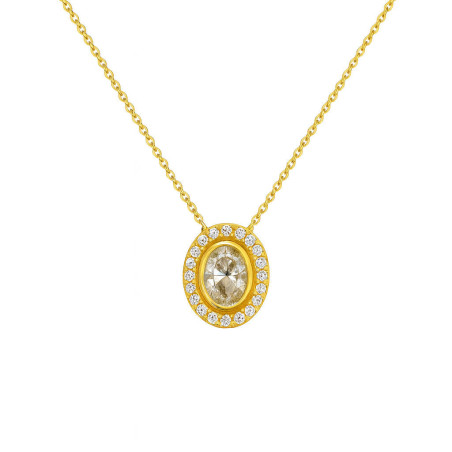 Κολιέ μονόπετρο οβάλ Χρυσό 9 καρατίων