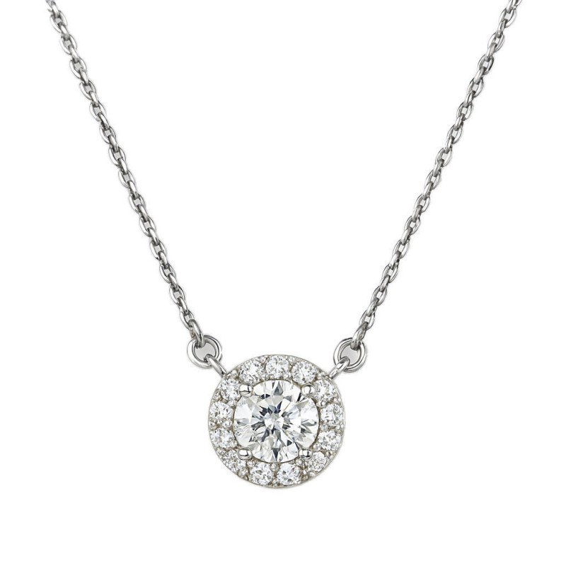 Κολιέ ροζέτα λευκόχρυσο 14 καρατίων