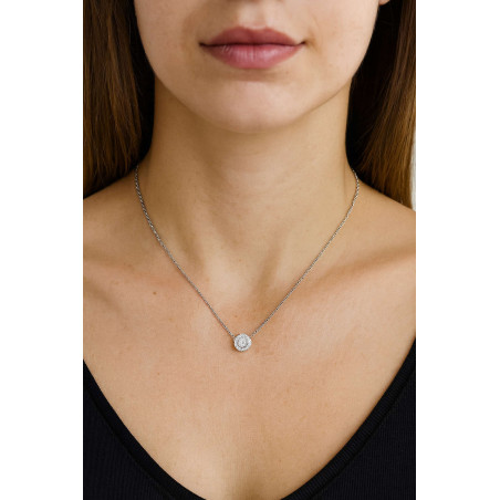 Κολιέ ροζέτα λευκόχρυσο 14 καρατίων