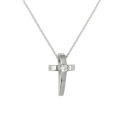 Κολιέ Σταυρουδάκι Triantos λευκόχρυσο 9 καρατίων