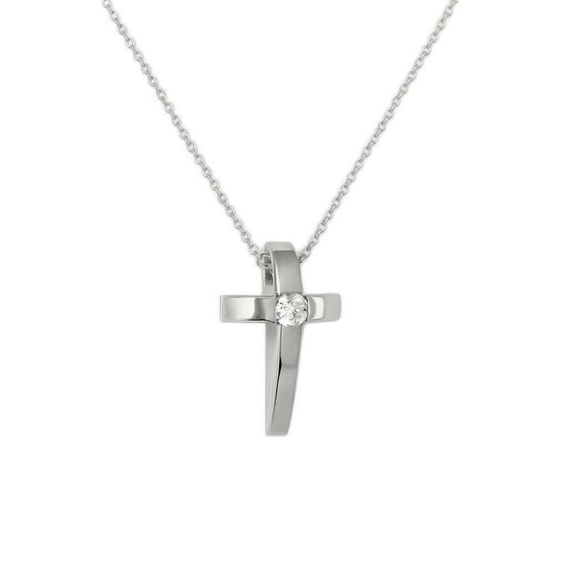 Κολιέ Σταυρουδάκι Triantos λευκόχρυσο 9 καρατίων