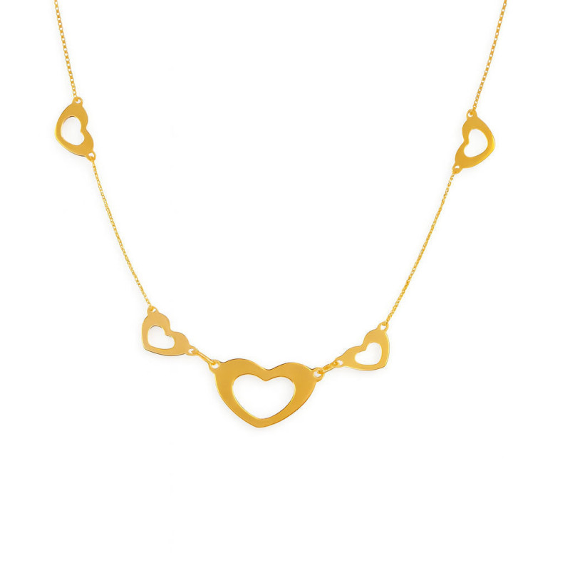 Κολιέ χρυσό 14 καρατίων καρδούλες