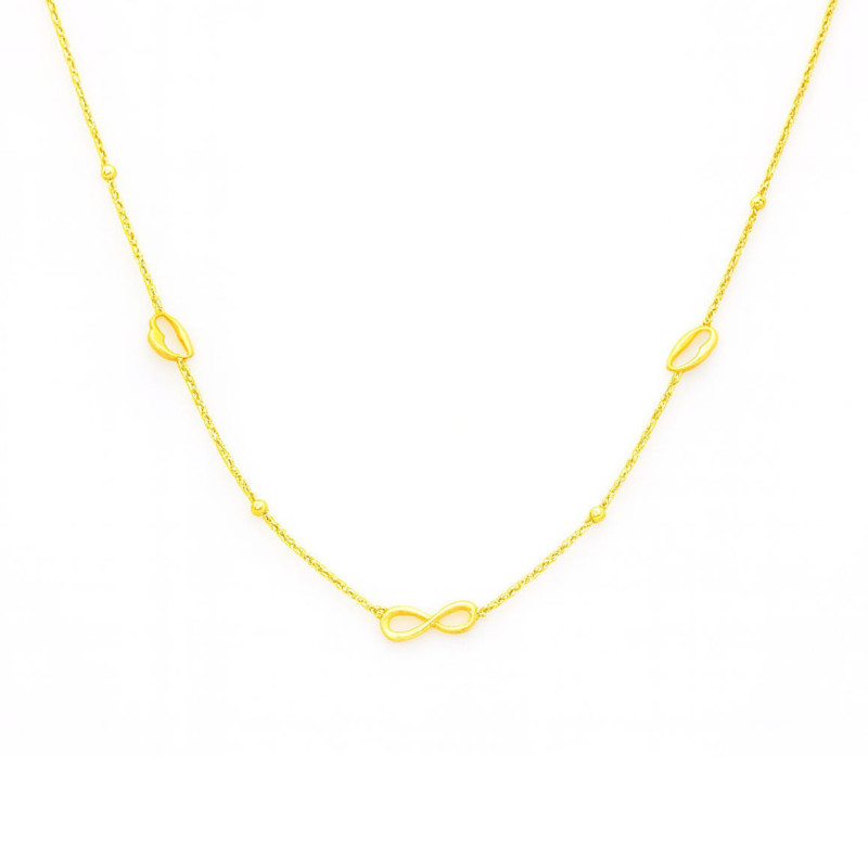 Κολιέ χρυσό 14 καρατίων με καρδιά και άπειρο