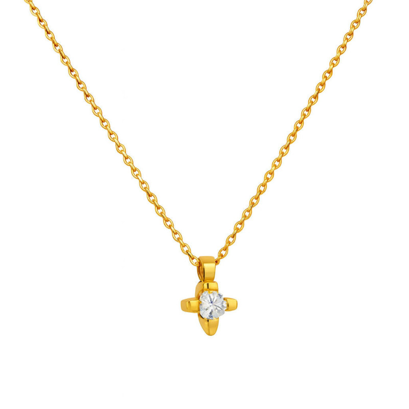 Κολιέ χρυσό 9 καρατίων μονόπετρο