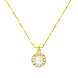 Κολιέ χρυσό 9 καρατίων ροζέτα με μαργαριτάρι