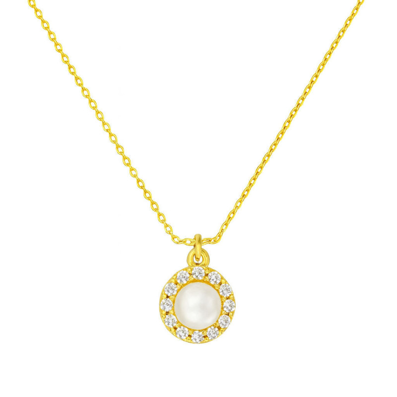 Κολιέ χρυσό 9 καρατίων ροζέτα με μαργαριτάρι