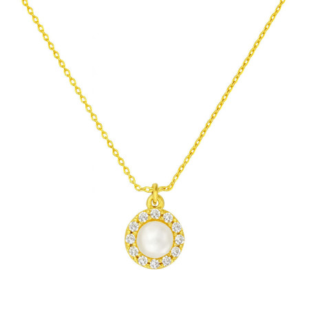 Κολιέ χρυσό 9 καρατίων ροζέτα με μαργαριτάρι