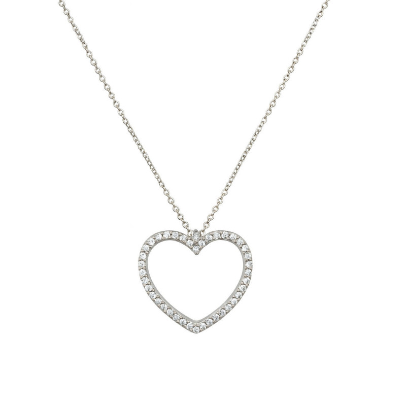 Κολιέ λευκόχρυσο 9 καρατίων καρδούλα