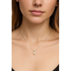 Κολιέ Λευκόχρυσο 9 καρατίων μονόπετρο