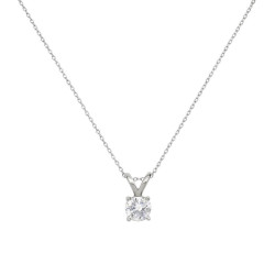 Κολιέ Λευκόχρυσο 9 καρατίων μονόπετρο