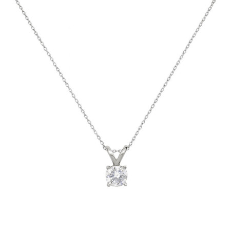 Κολιέ Λευκόχρυσο 9 καρατίων μονόπετρο