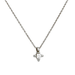 Κολιέ μονόπετρο λευκόχρυσο 9 καρατίων