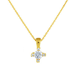 Κολιέ μονόπετρο Χρυσό 9 καρατίων