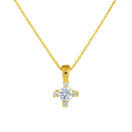 Κολιέ μονόπετρο Χρυσό 9 καρατίων