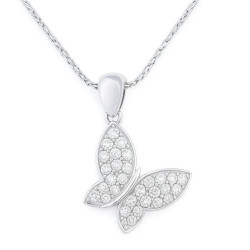 Κολιέ πεταλούδα λευκόχρυσο 14 καρατίων