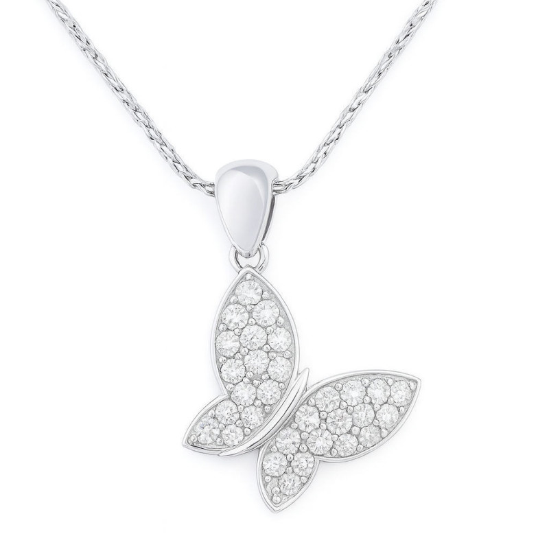 Κολιέ πεταλούδα λευκόχρυσο 14 καρατίων