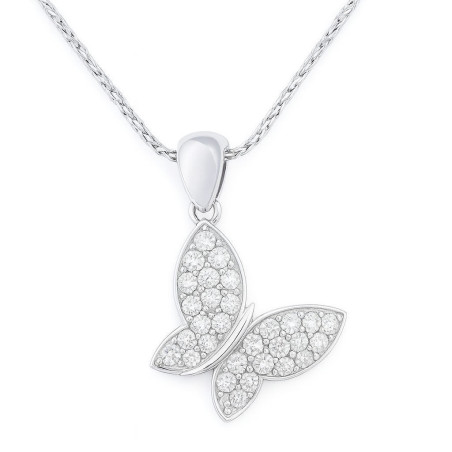 Κολιέ πεταλούδα λευκόχρυσο 14 καρατίων