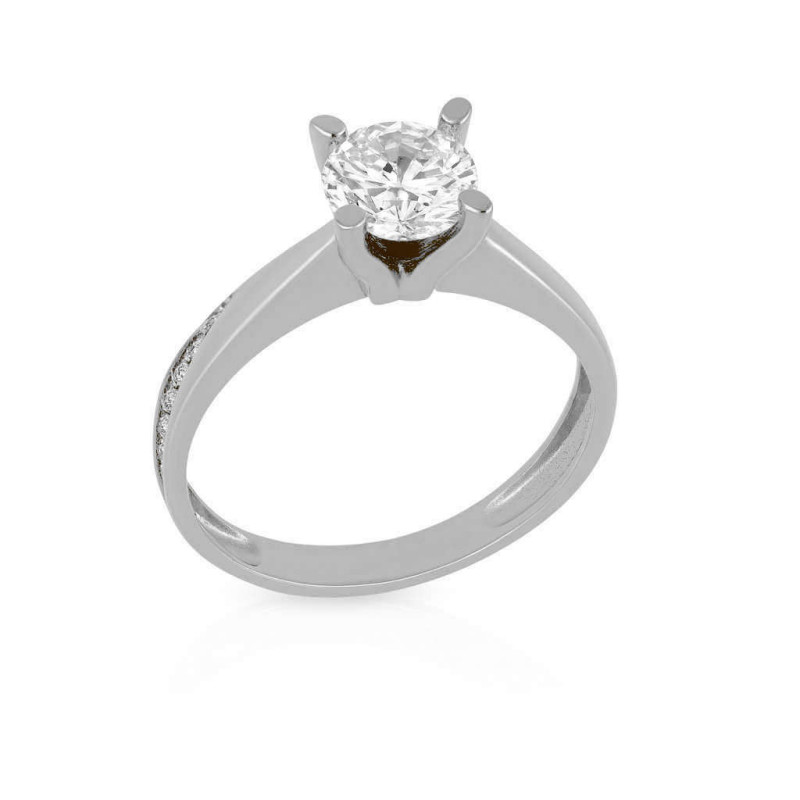 Μονόπετρο από λευκόχρυσο 9 καρατίων