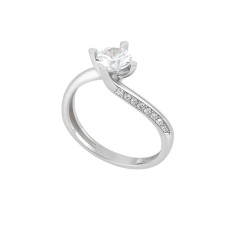 Μονόπετρο από λευκόχρυσο 9 καρατίων