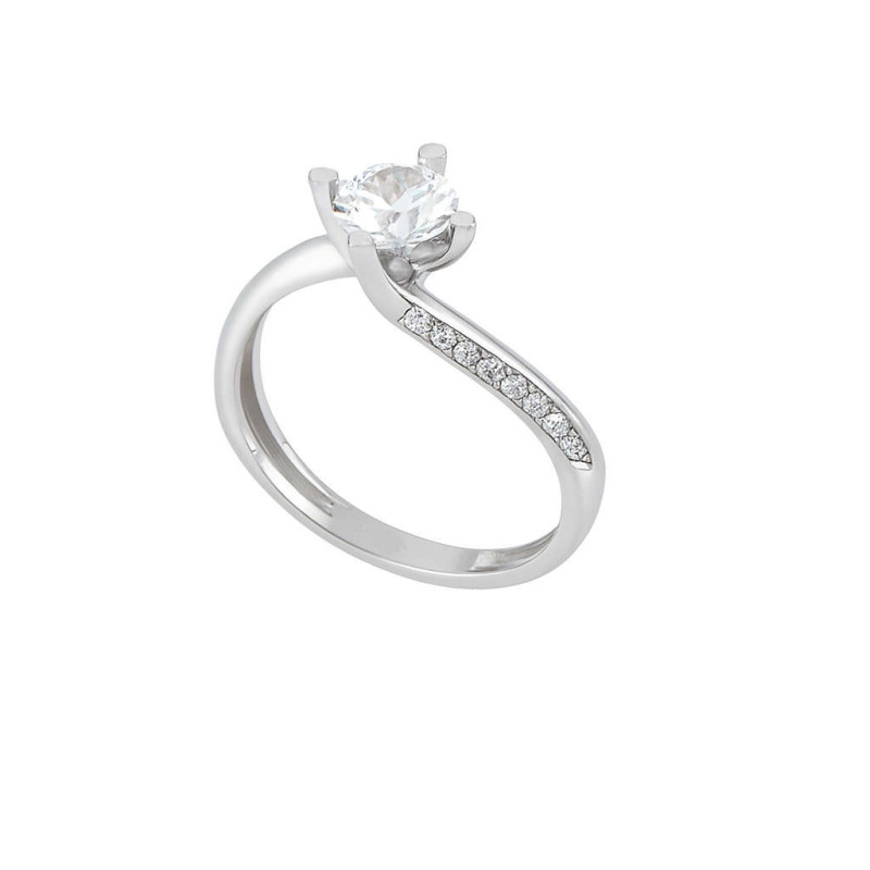 Μονόπετρο από λευκόχρυσο 9 καρατίων