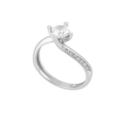 Μονόπετρο από λευκόχρυσο 9 καρατίων