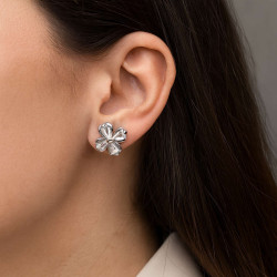 Σκουλαρίκια λουλούδι από ασήμι 925 SILVENZA