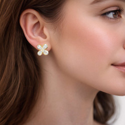 Σκουλαρίκια λουλούδι από ασήμι 925 SILVENZA