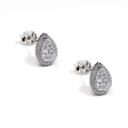 Σκουλαρίκια ροζέτα δάκρυ από ασήμι 925 SILVENZA