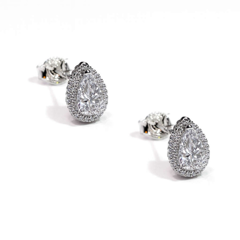 Σκουλαρίκια ροζέτα δάκρυ από ασήμι 925 SILVENZA