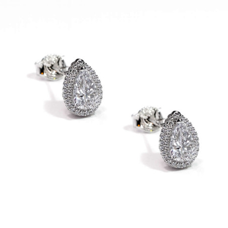 Σκουλαρίκια ροζέτα δάκρυ από ασήμι 925 SILVENZA