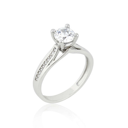 Μονόπετρο από λευκόχρυσο 9 καρατίων