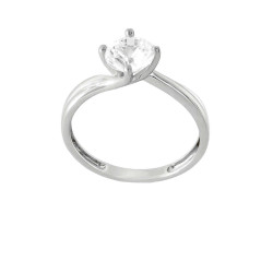 Μονόπετρο από λευκόχρυσο 9 καρατίων