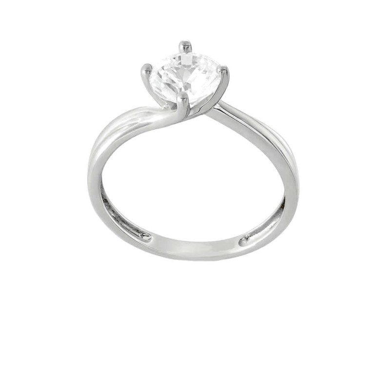 Μονόπετρο από λευκόχρυσο 9 καρατίων