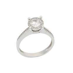 Μονόπετρο από λευκόχρυσο 9 καρατίων