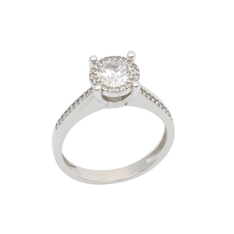 Μονόπετρο από λευκόχρυσο 9 καρατίων