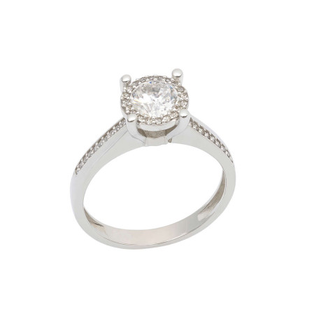 Μονόπετρο από λευκόχρυσο 9 καρατίων