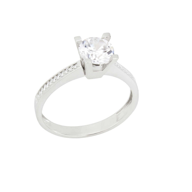 Μονόπετρο από λευκόχρυσο 9 καρατίων