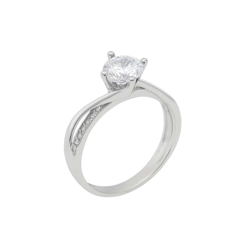 Μονόπετρο από λευκόχρυσο 9 καρατίων