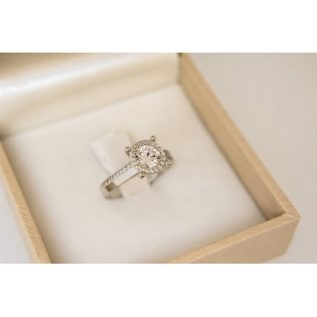 Μονόπετρο από λευκόχρυσο 9 καρατίων