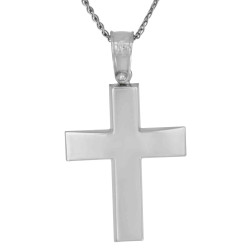 Λευκόχρυσος ανδρικός σταυρός με Αυλίδα 9 Καρατίων