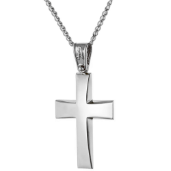 Λευκόχρυσος ανδρικός σταυρός με Αυλίδα 9 Καρατίων