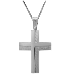 Αντιγραφή του Λευκόχρυσος ανδρικός σταυρός με Αυλίδα 9 Καρατίων