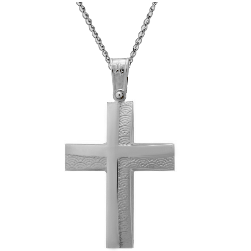 Αντιγραφή του Λευκόχρυσος ανδρικός σταυρός με Αυλίδα 9 Καρατίων