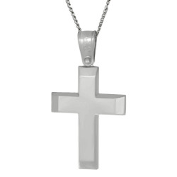 Λευκόχρυσος ανδρικός σταυρός με Αυλίδα 9 Καρατίων